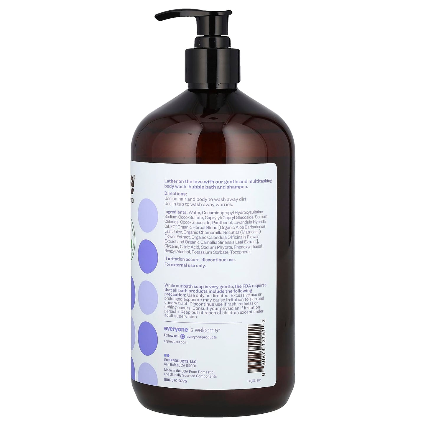 Everyone 3-in-1 Body Wash, Shampoo & Bubble Bath, Lavender + Aloe, 32 fl oz - Image 2