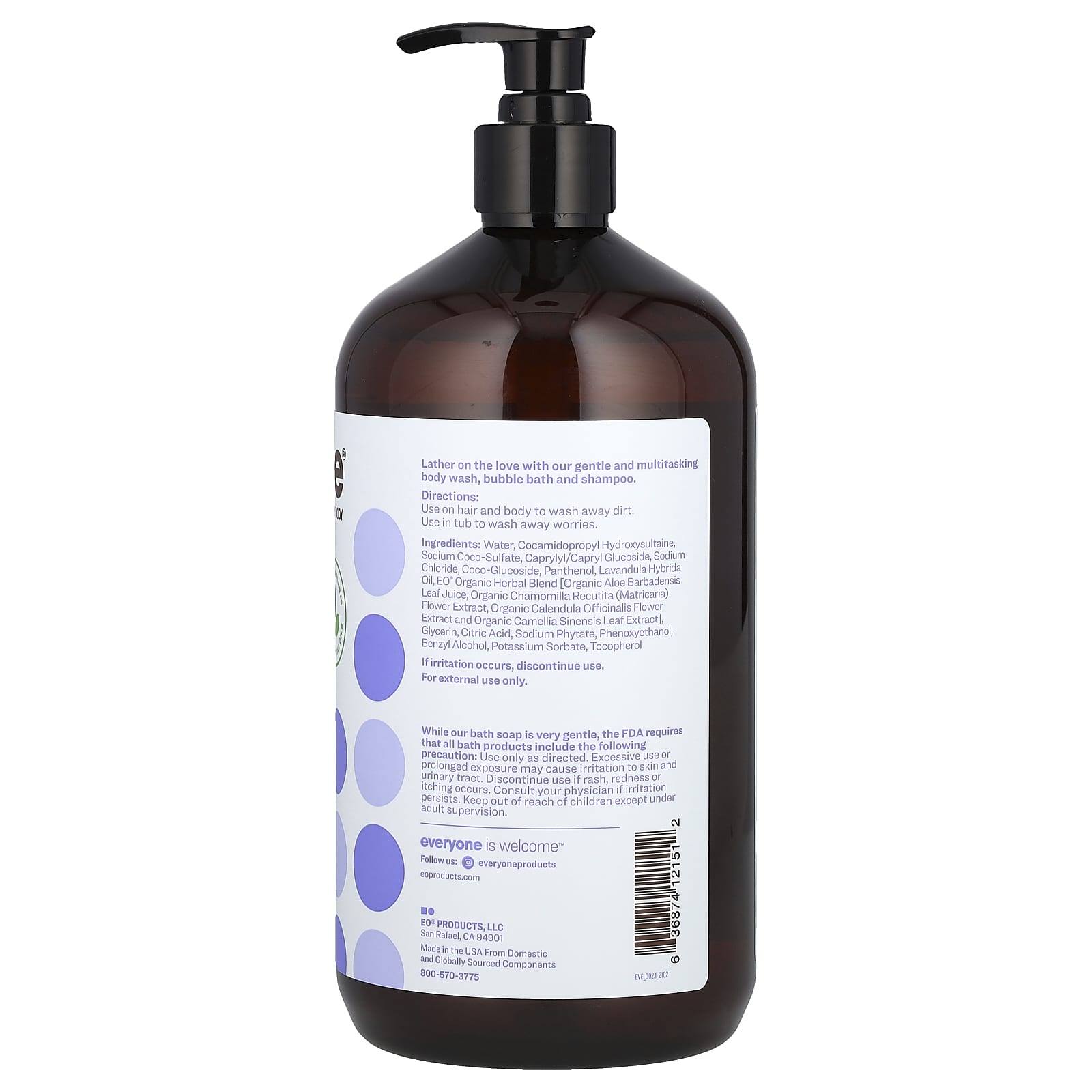 Everyone 3-in-1 Body Wash, Shampoo & Bubble Bath, Lavender + Aloe, 32 fl oz - Image 2