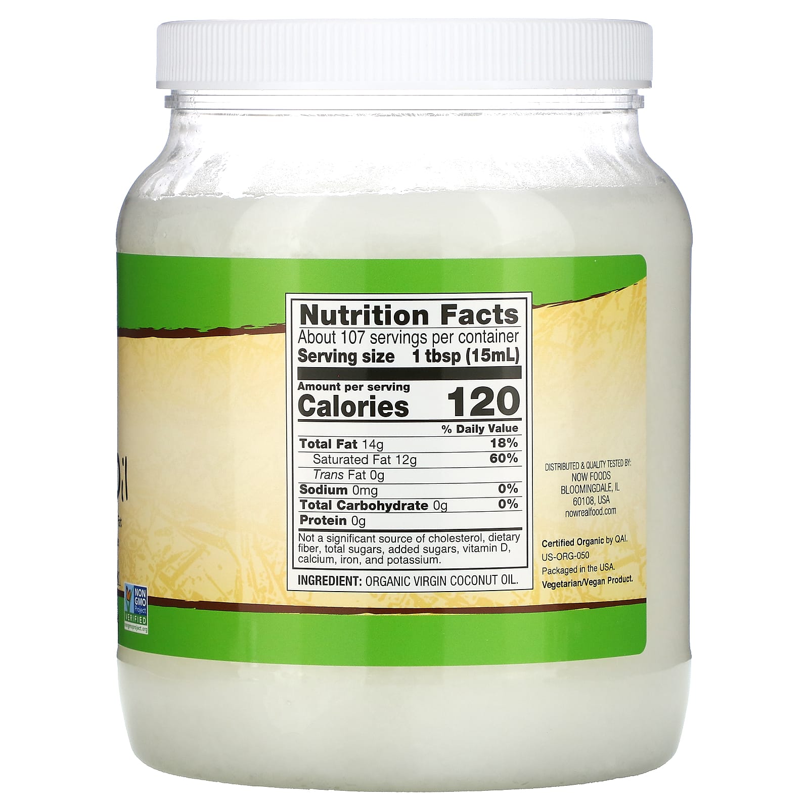 NOW Foods, Real Food, Organic Virgin Coconut Oil, 54 fl oz (1.6 L) - Image 2