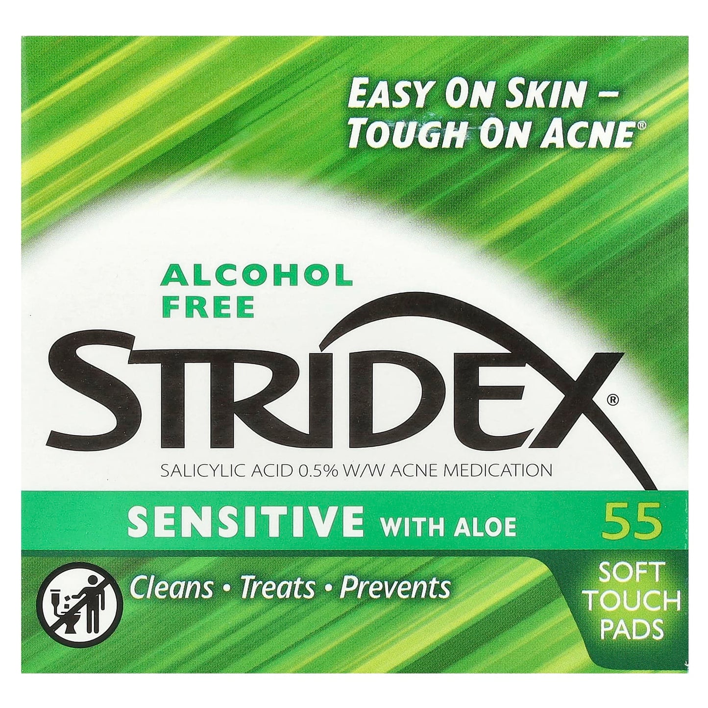 Stridex, Sensitive with Aloe, Alcohol Free, 55 Soft Touch Pads - Image 2