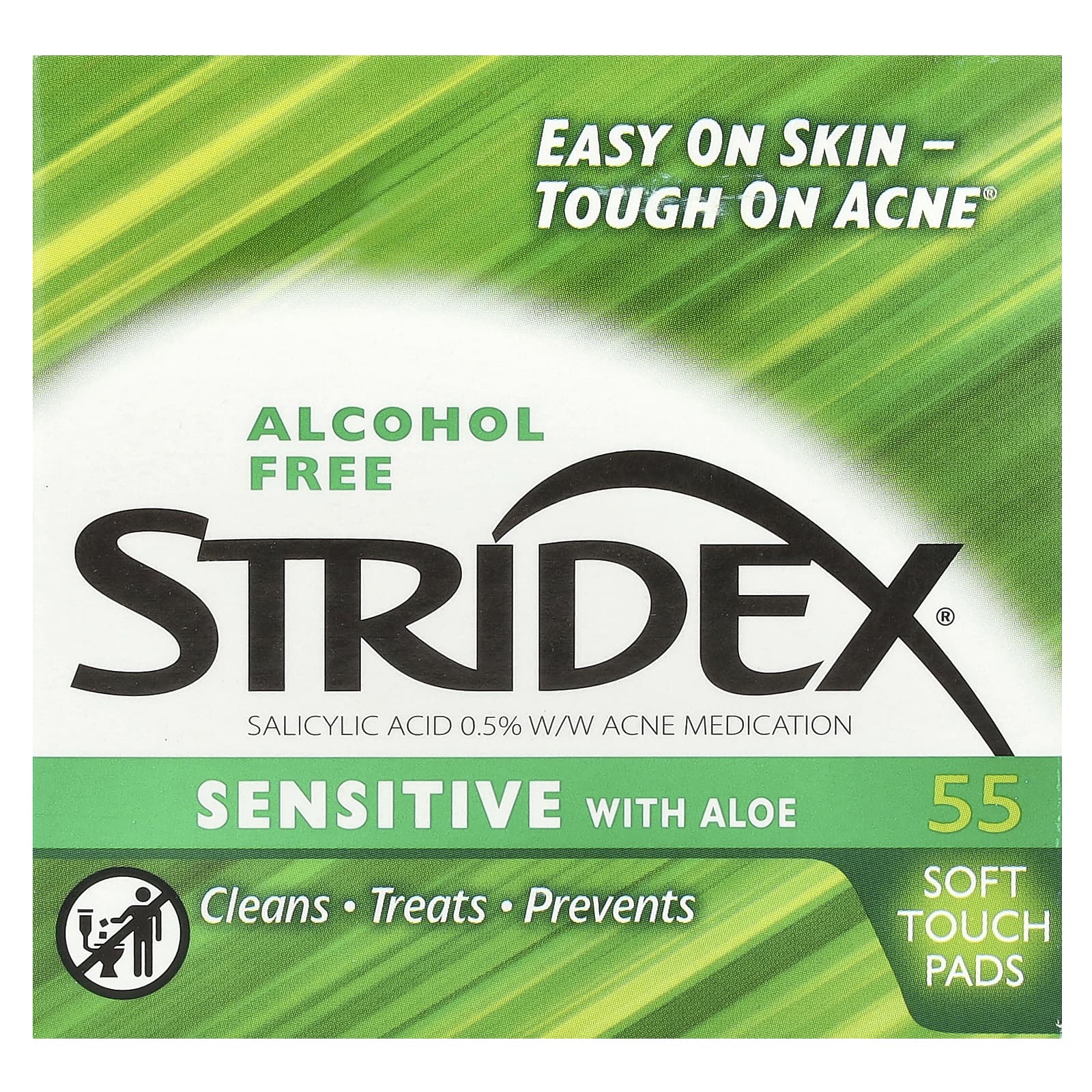 Stridex, Sensitive with Aloe, Alcohol Free, 55 Soft Touch Pads - Image 2