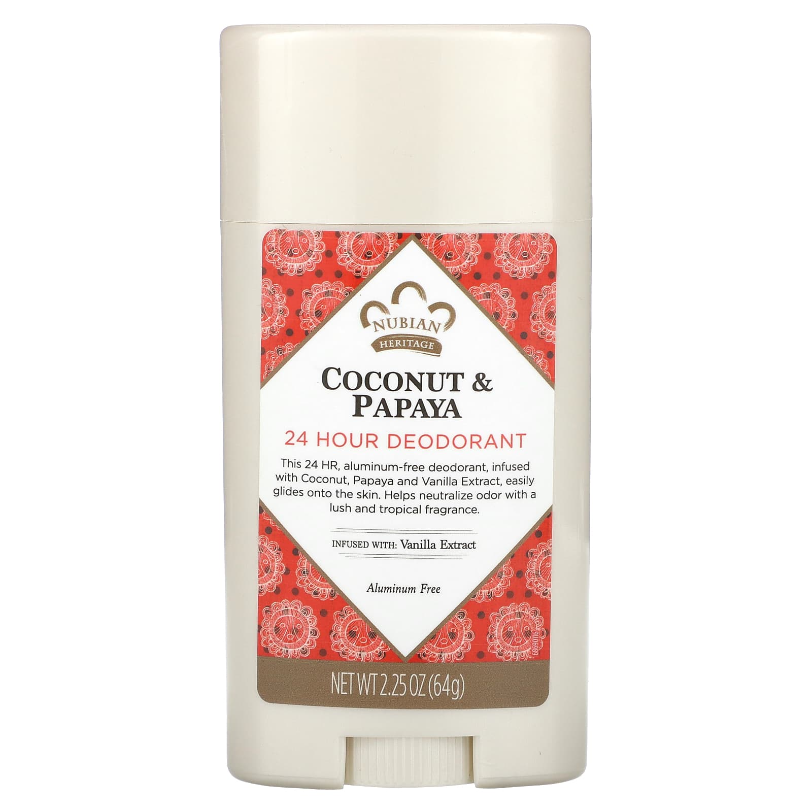 Nubian Heritage, 24 Hour Deodorant, Coconut & Papaya, 2.25 oz (64 g) - Image 1