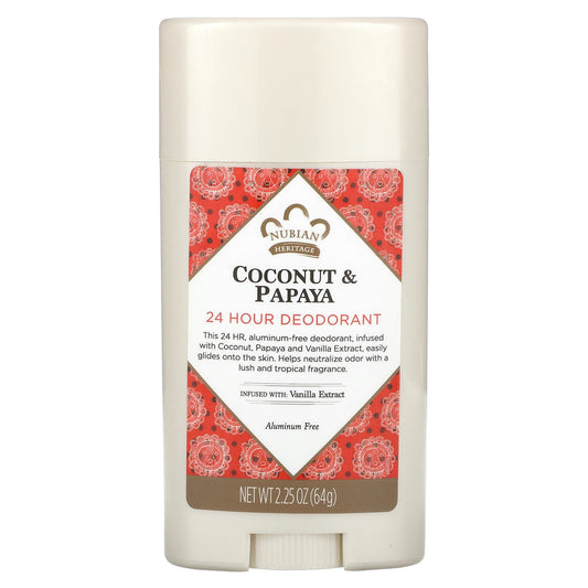 Nubian Heritage, 24 Hour Deodorant, Coconut & Papaya, 2.25 oz (64 g) - Image 1