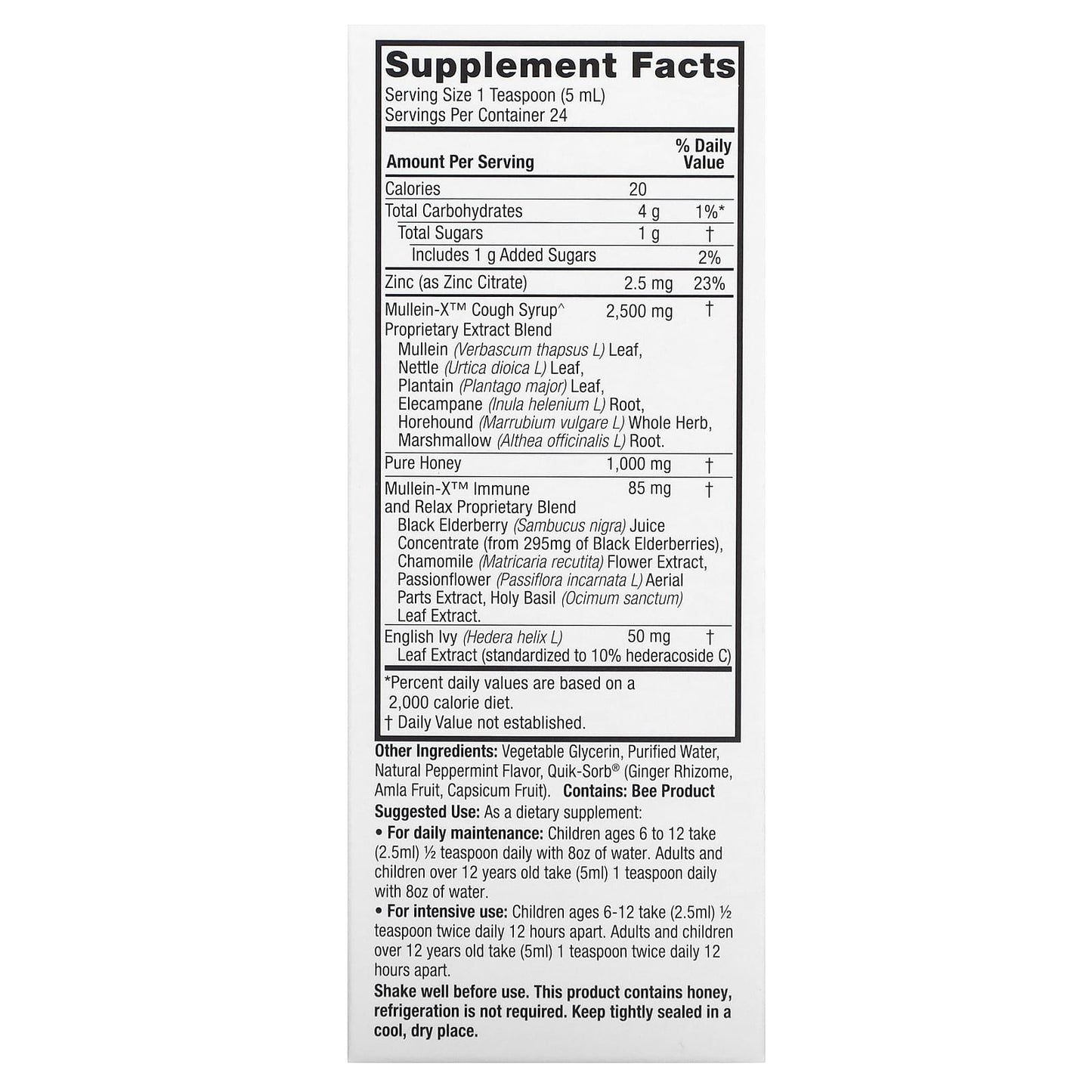 Nature's Answer, Natural Mullein X Cough Syrup, 4 fl oz (120 ml) - Image 2