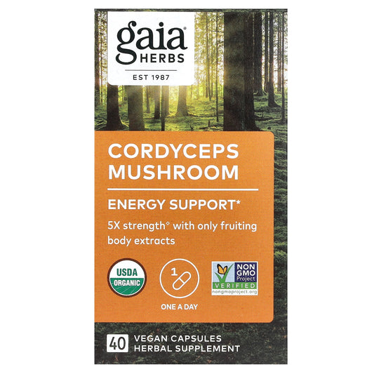 Gaia Herbs, Cordyceps Mushroom Supplement - 40 Vegan Capsules - Image 1