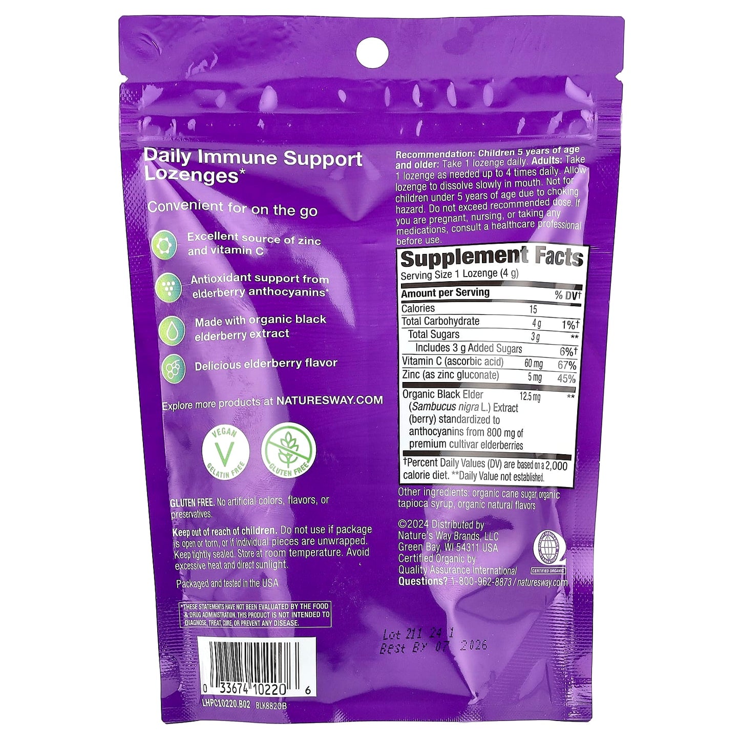 Nature's Way, Sambucus® Elderberry, Immune Lozenges, Original Elderberry, 24 Lozenges - Image 2