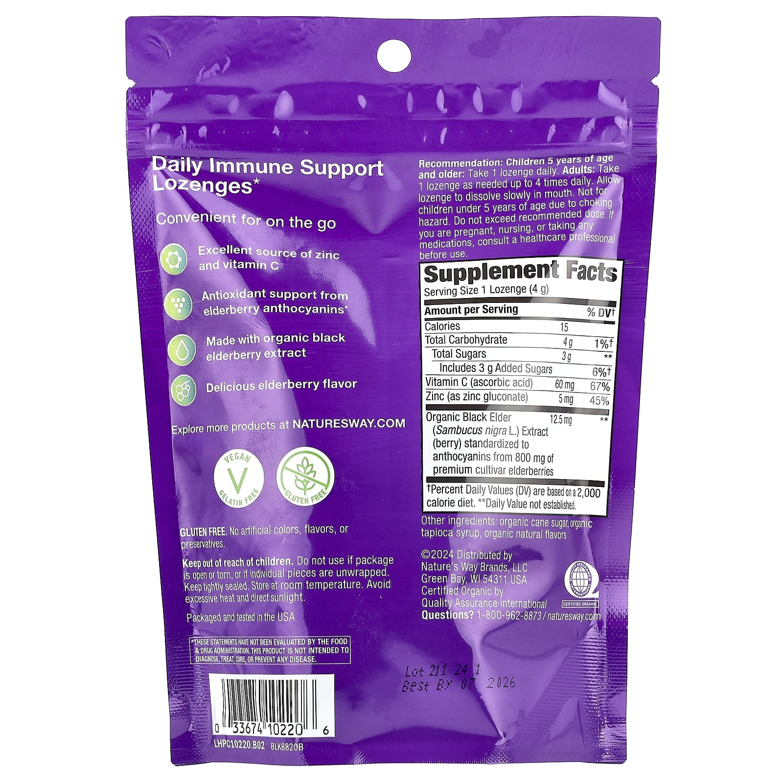 Nature's Way, Sambucus® Elderberry, Immune Lozenges, Original Elderberry, 24 Lozenges - Image 2