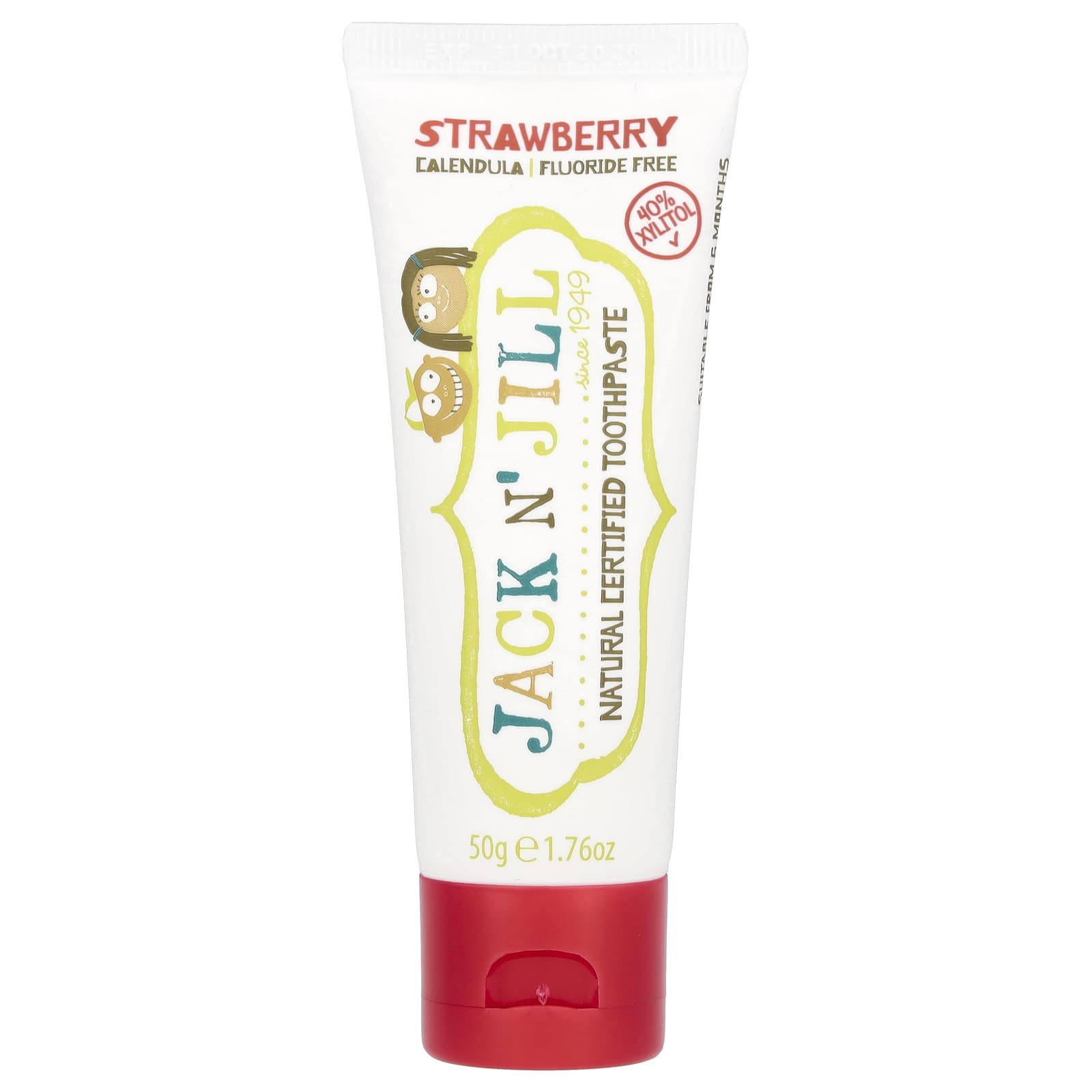 Strawberry Natural Toothpaste for Kids by Jack n' Jill, 1.76 oz - Image 1