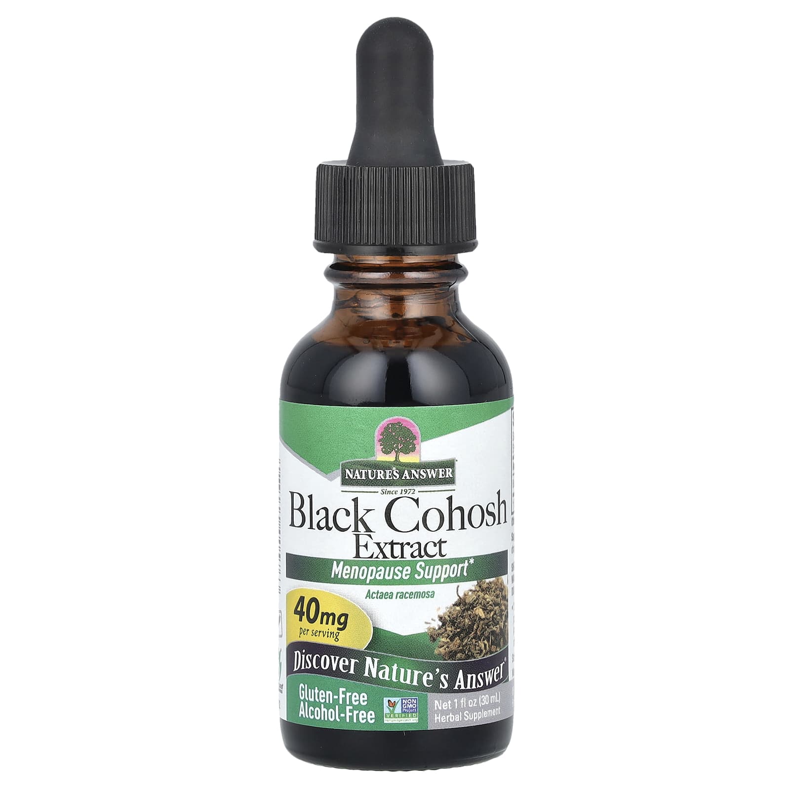 Nature's Answer, Black Cohosh Extract, Alcohol-Free, 40 mg, 1 fl oz (30 ml) - Image 1