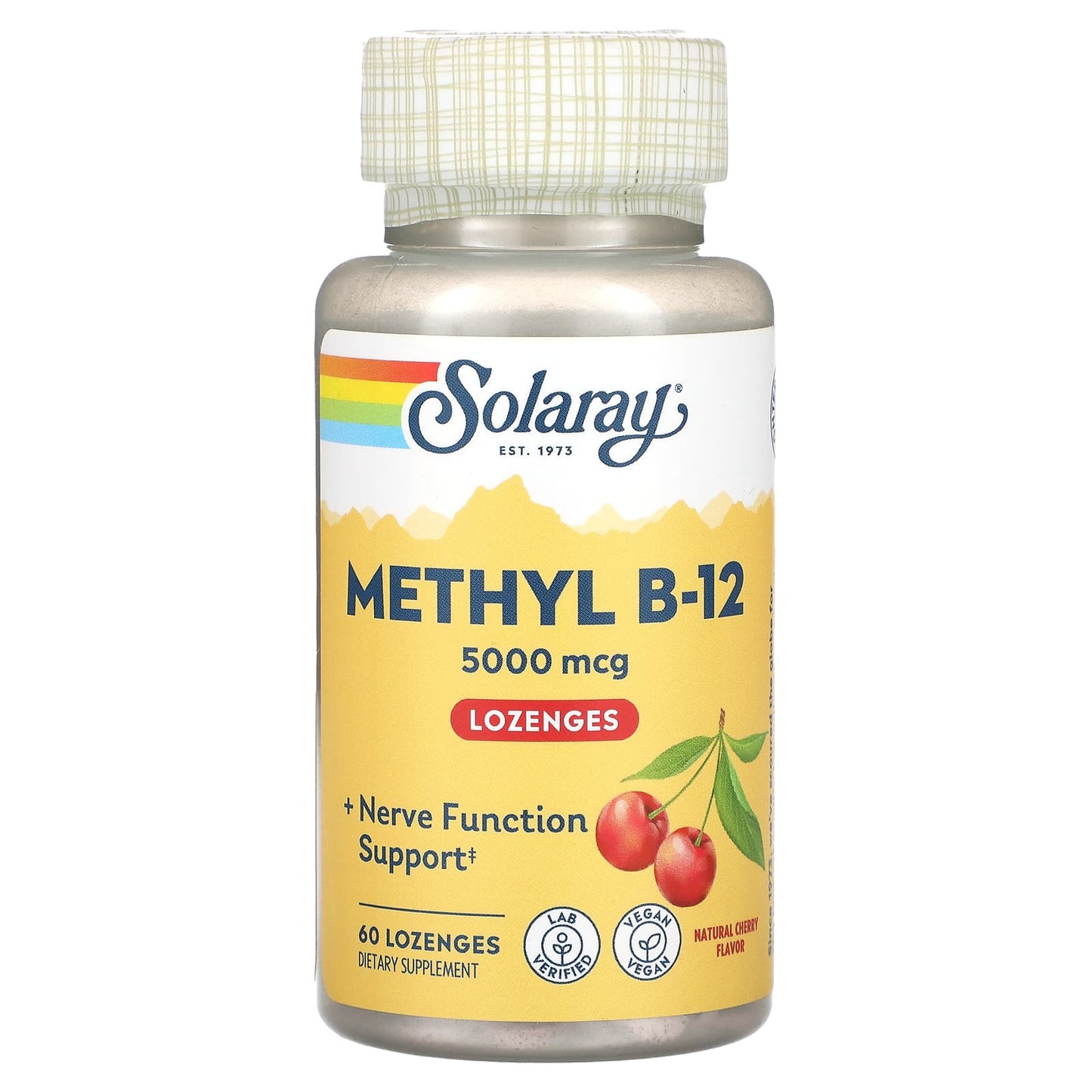 Solaray, Methyl B-12, Natural Cherry, 5,000 mcg, 60 Lozenges - Image 1