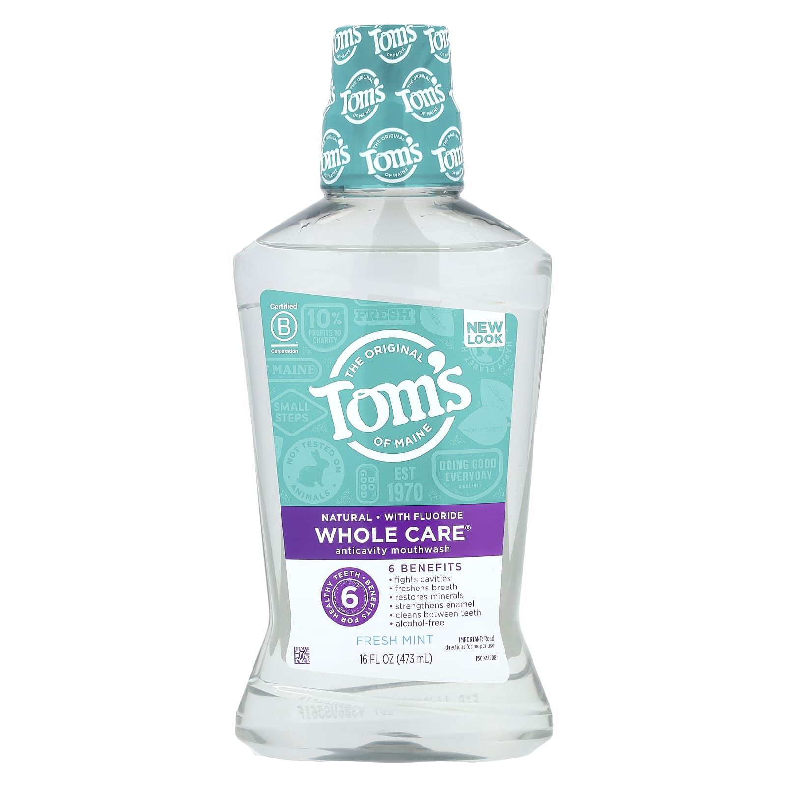 Tom's of Maine, Whole Care®, Anticavity Mouthwash, Fresh Mint, 16 fl oz (473 ml) - Image 1