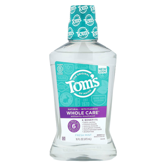 Tom's of Maine, Whole Care®, Anticavity Mouthwash, Fresh Mint, 16 fl oz (473 ml) - Image 1