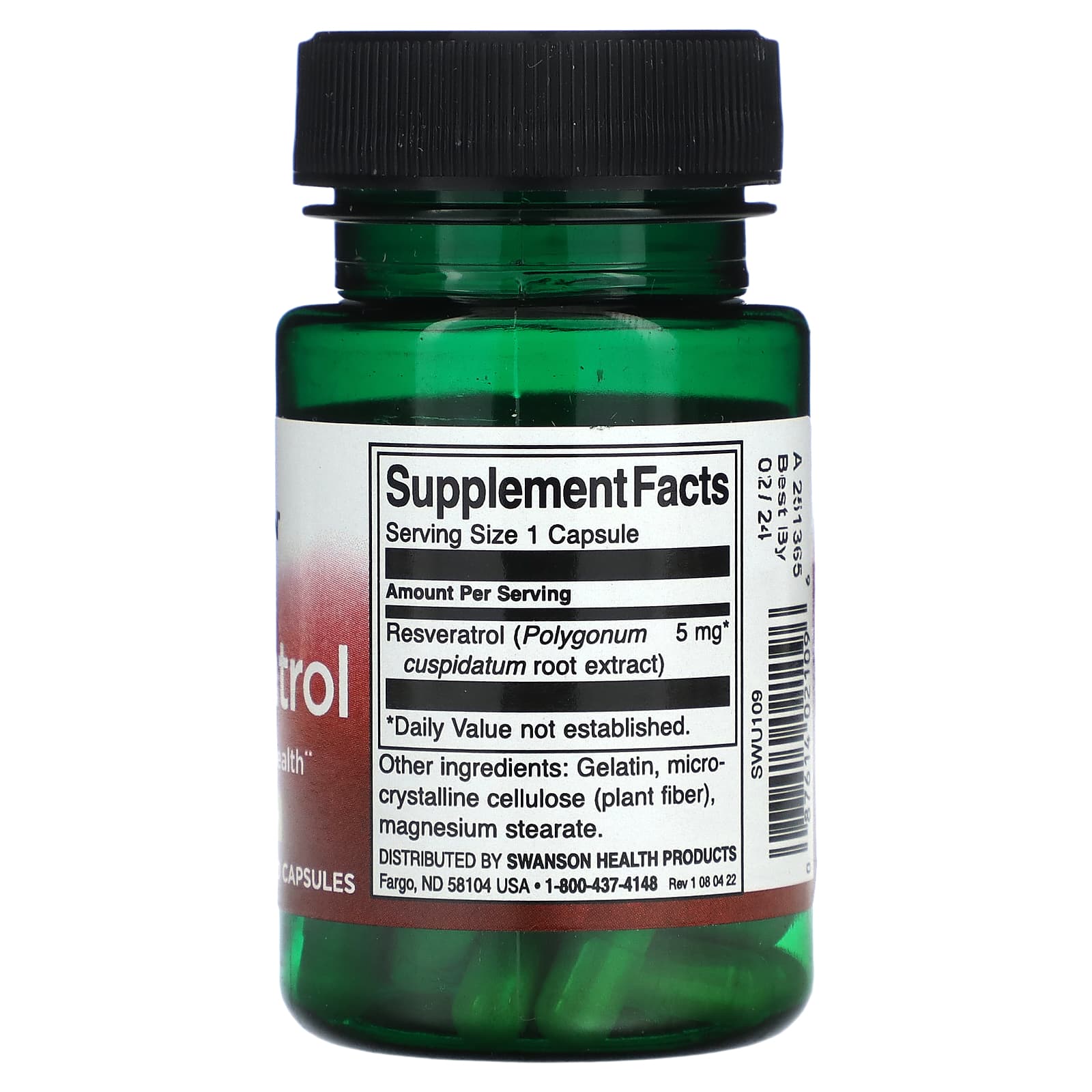 Swanson, Resveratrol, 5 mg , 60 Capsules - Image 2