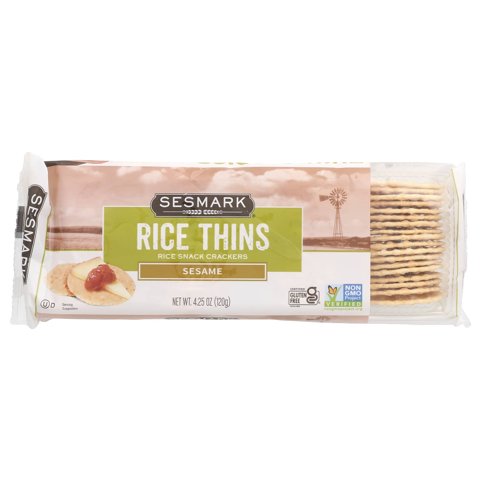 Sesmark, Rice Thins, Rice Snack Crackers, Sesame, 4.25 oz (120 g) - Image 1