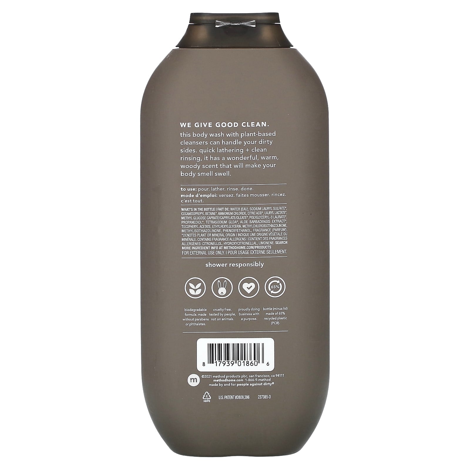 Method, Men, Body Wash, Cedar + Cypress, 18 fl oz (532 ml) - Image 2