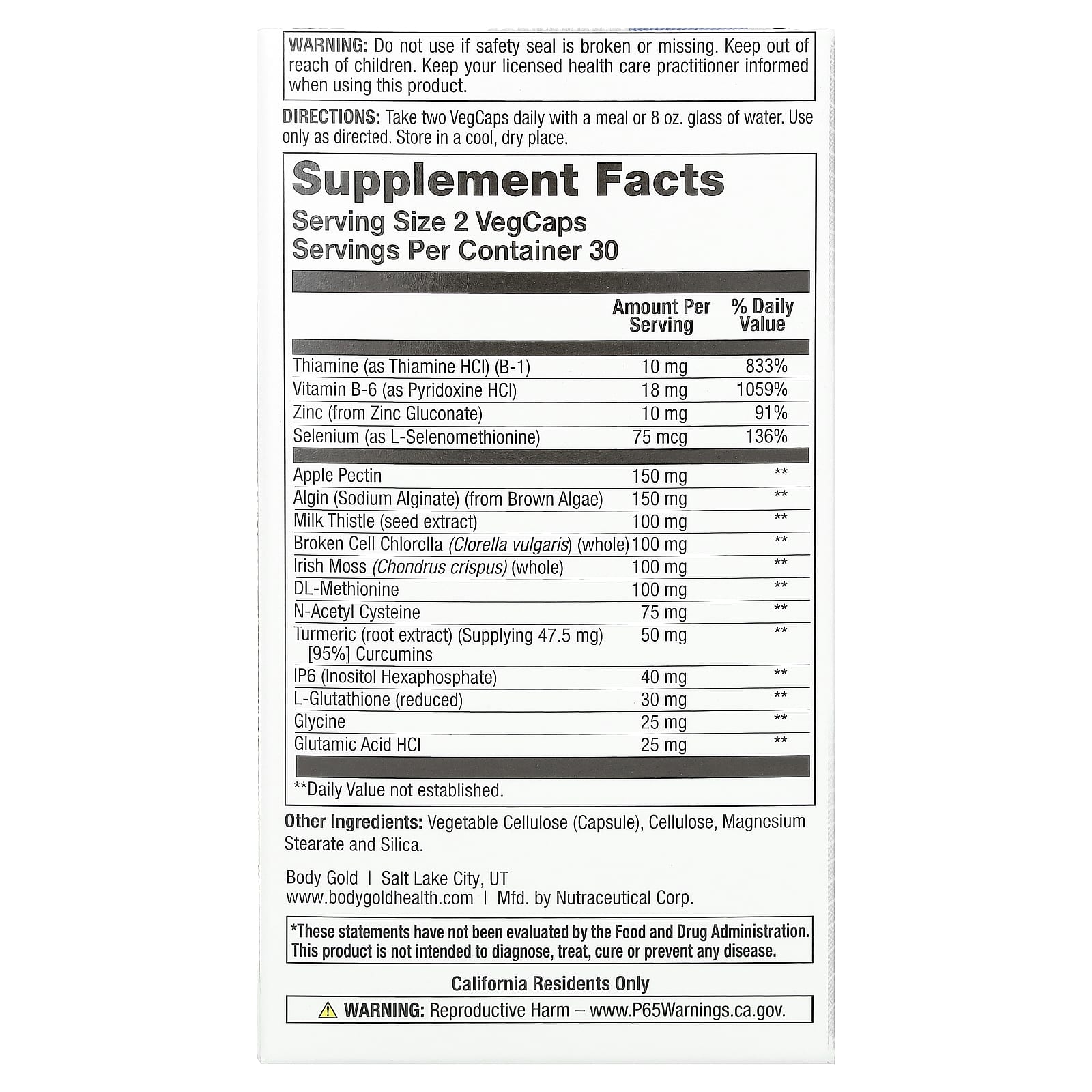 Enviro Clenz Advanced Detox Formula by BodyGold - 60 VegCaps - Image 2