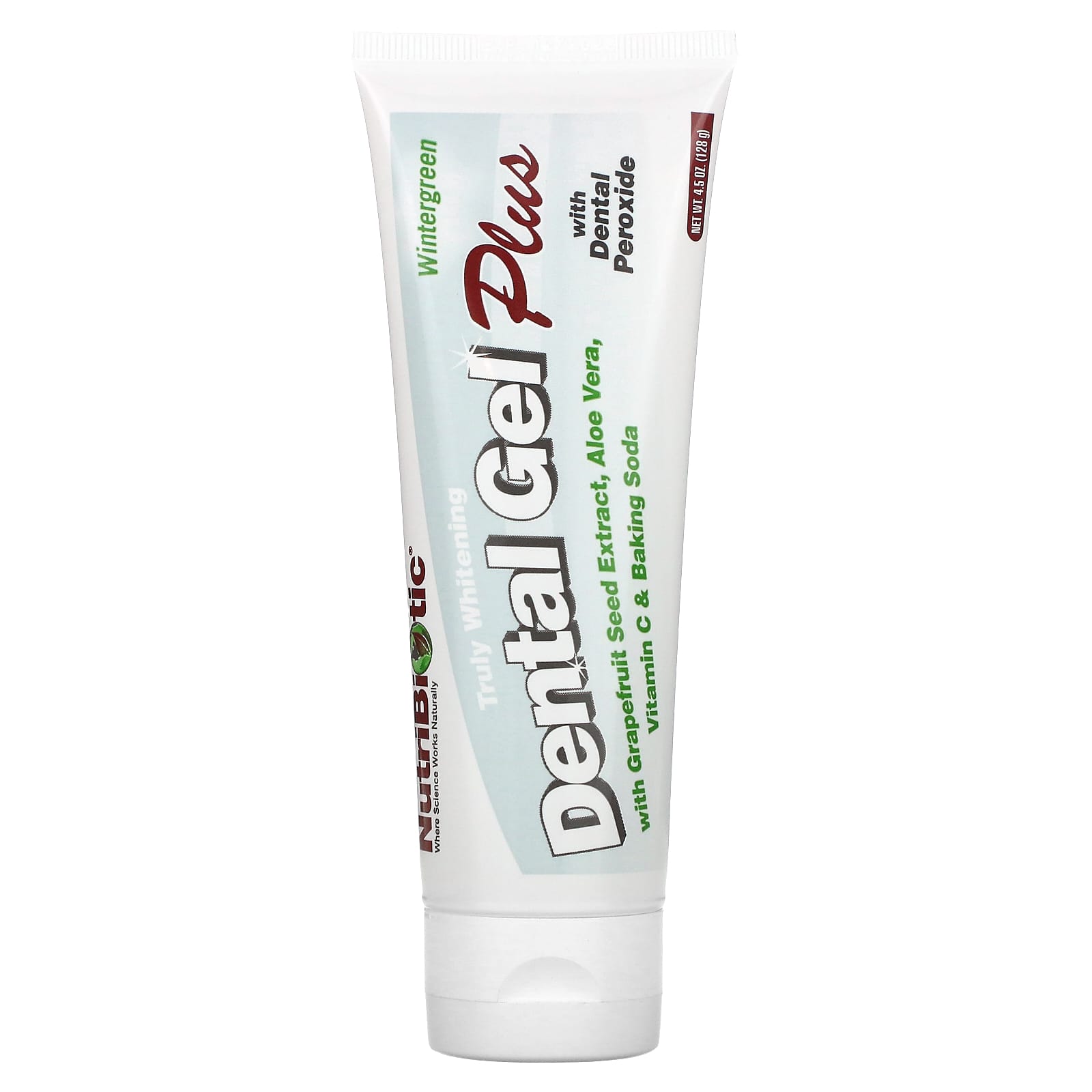 NutriBiotic, Dental Gel Plus, Truly Whitening, Wintergreen, 4.5 oz (128 g) - Image 1