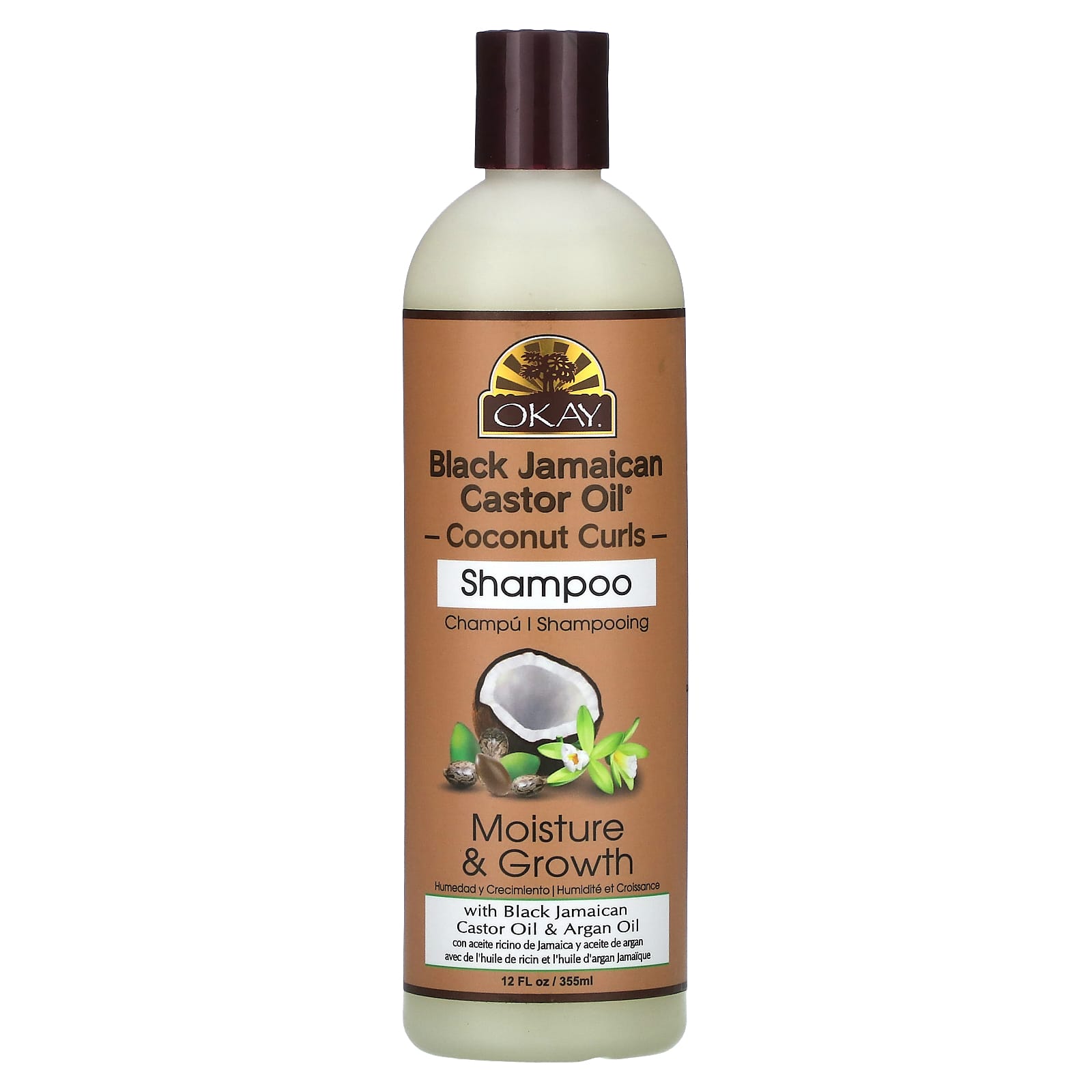 Okay Pure Naturals, Black Jamaican Castor Oil, Coconut Curls, Shampoo, 12 fl oz (355 ml) - Image 1