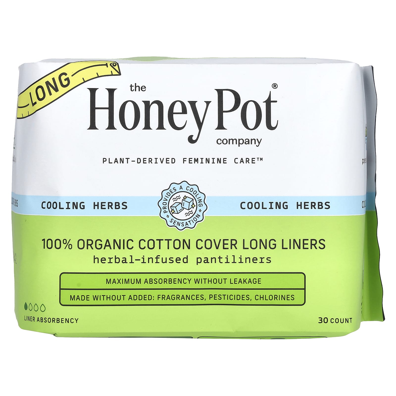 The Honey Pot Company, 100% Organic Cotton Cover Long Liners, 30 Count - Image 1