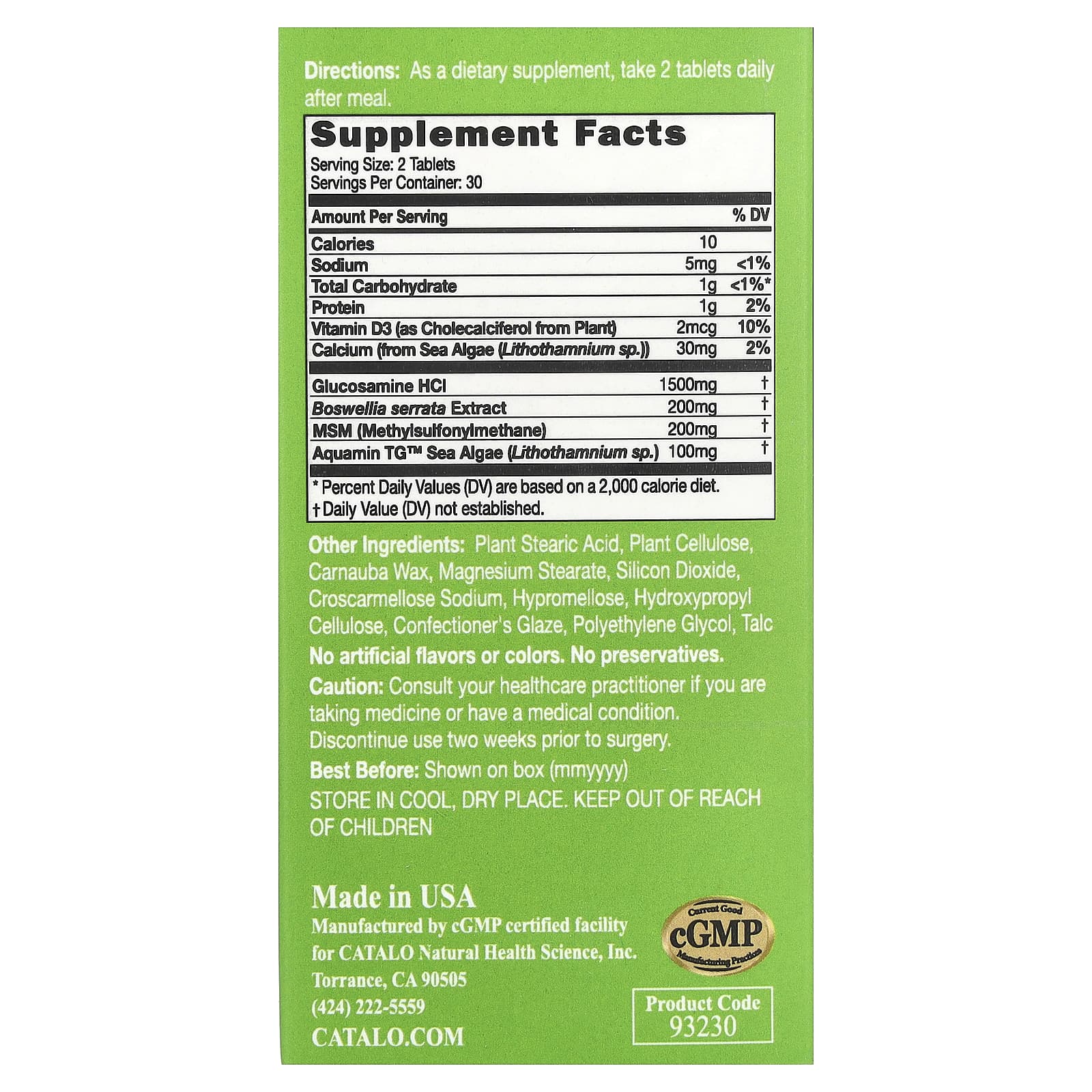 CATALO Extra Flexi Joint Vegetarian Glucosamine Supplement, 60 Tablets - Image 2