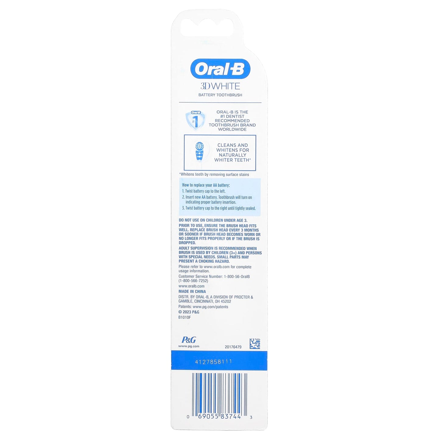 Oral-B, 3D White, Battery Power Toothbrush, 1 Toothbrush - Image 2