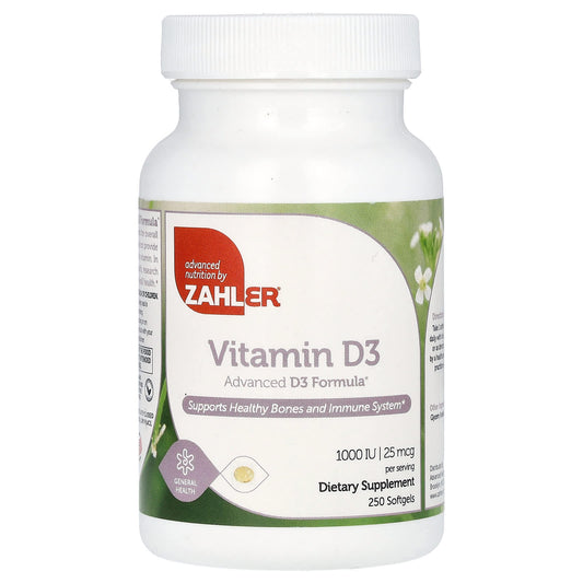 Zahler, Vitamin D3, 25 mcg (1,000 IU), 250 Softgels - Image 1