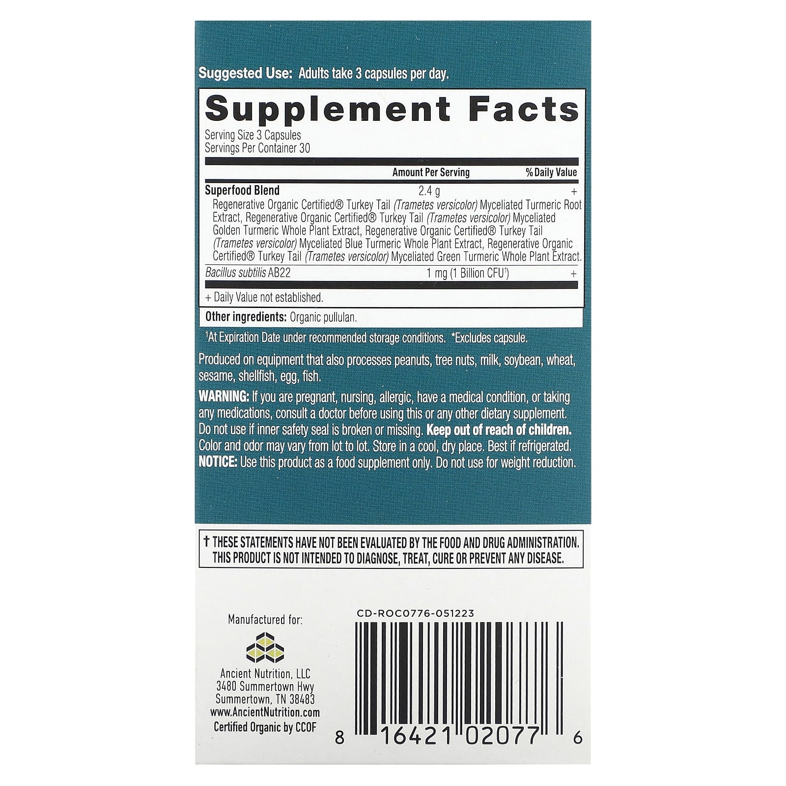 Ancient Nutrition Turmeric Capsules - USDA Organic & Regenerative - Image 2