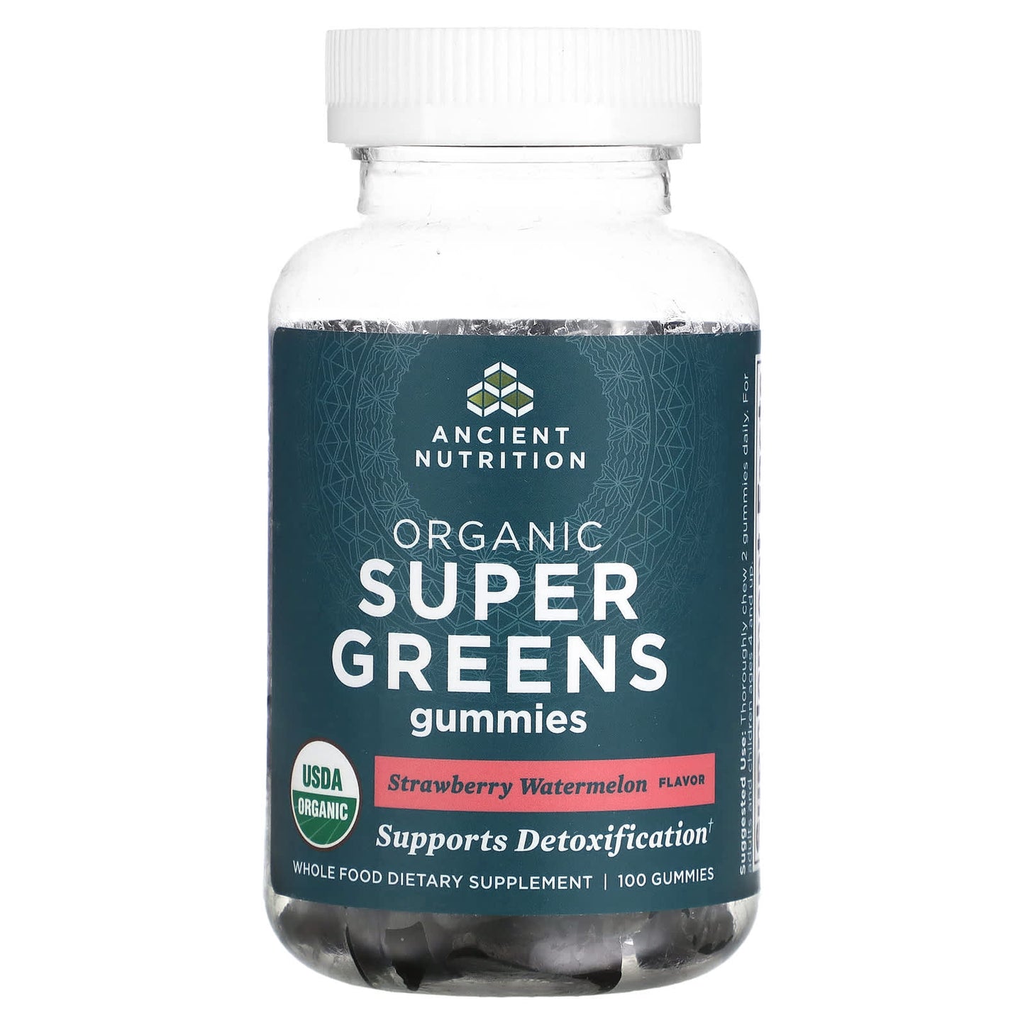 Ancient Nutrition Organic Super Greens Gummies - Strawberry Watermelon - Image 1