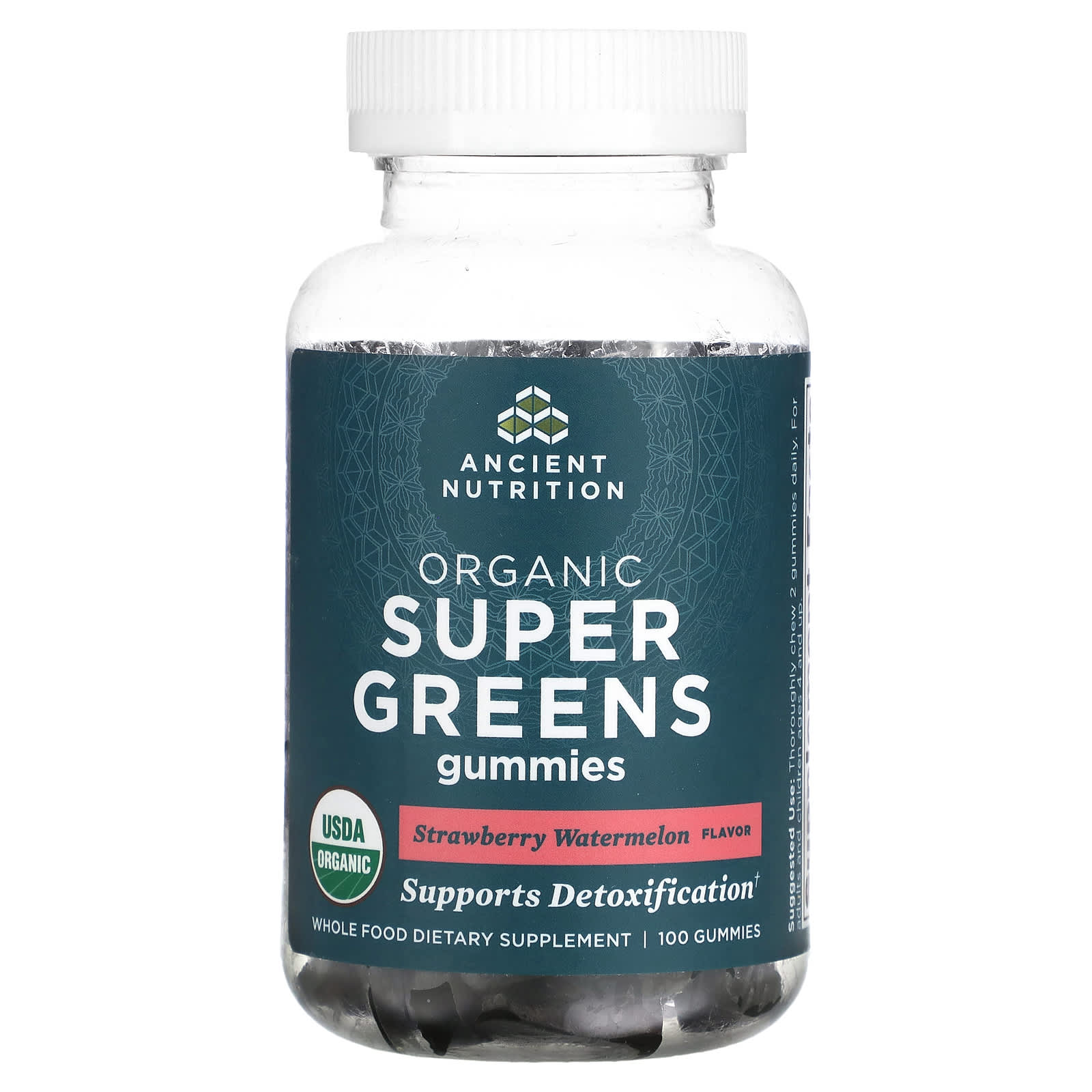Ancient Nutrition Organic Super Greens Gummies - Strawberry Watermelon - Image 1
