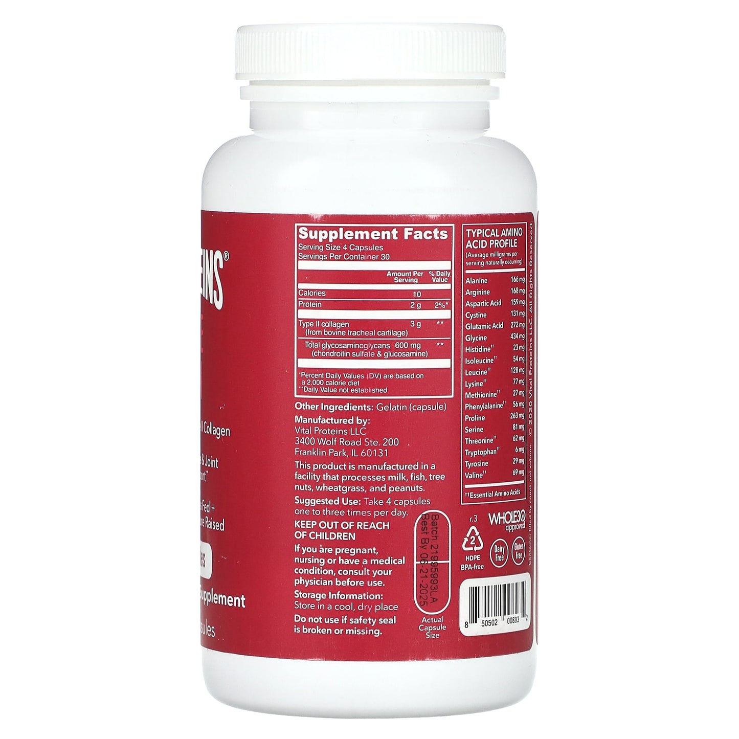 Vital Proteins, Cartilage Collagen, 120 Capsules - Image 2