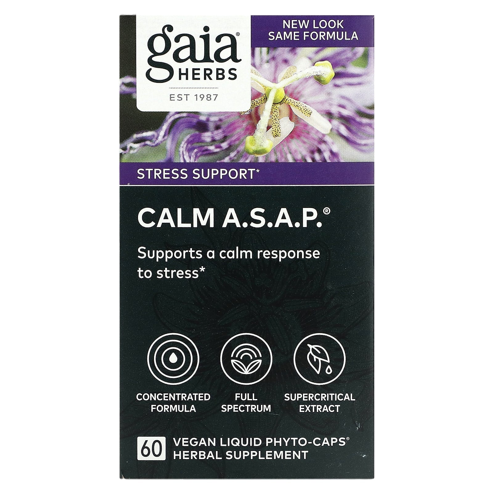 Calm ASAP Stress Relief with Gaia Herbs Vegan Liquid Phyto-Caps - Image 1