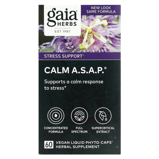 Calm ASAP Stress Relief with Gaia Herbs Vegan Liquid Phyto-Caps - Image 1