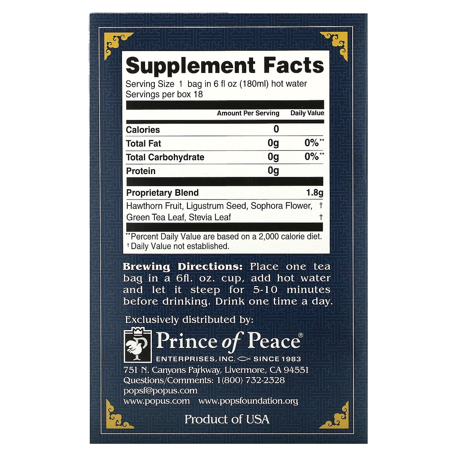 Prince of Peace, Herbal Tea, Blood Pressure, 18 Tea Bags, 1.14 oz (32.4 g) - Image 2