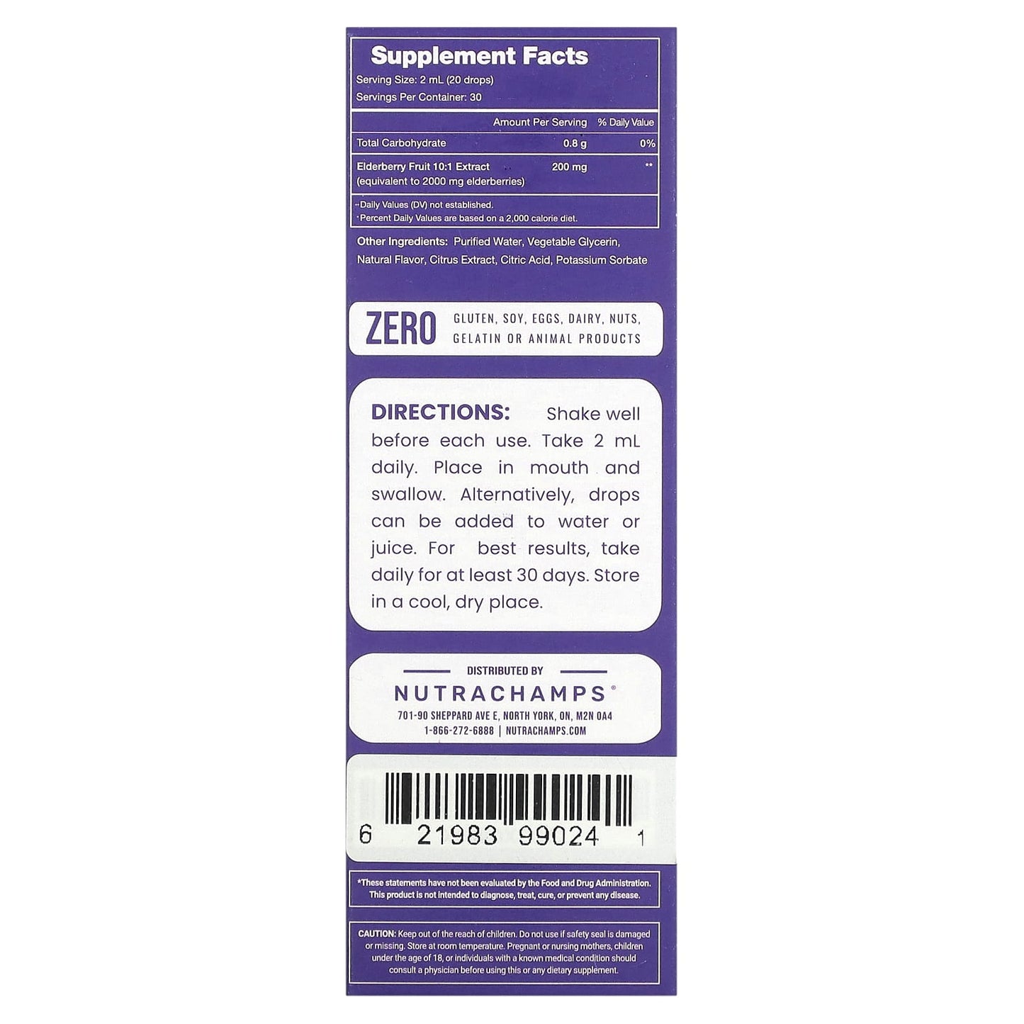 NutraChamps, Elderberry, Sambucus, 200 mg, 2 fl oz (60 ml) - Image 2