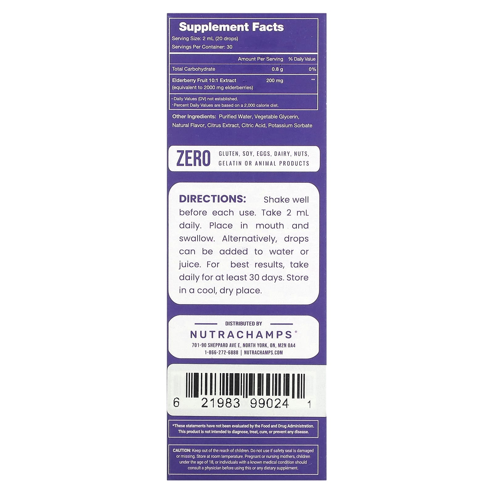NutraChamps, Elderberry, Sambucus, 200 mg, 2 fl oz (60 ml) - Image 2