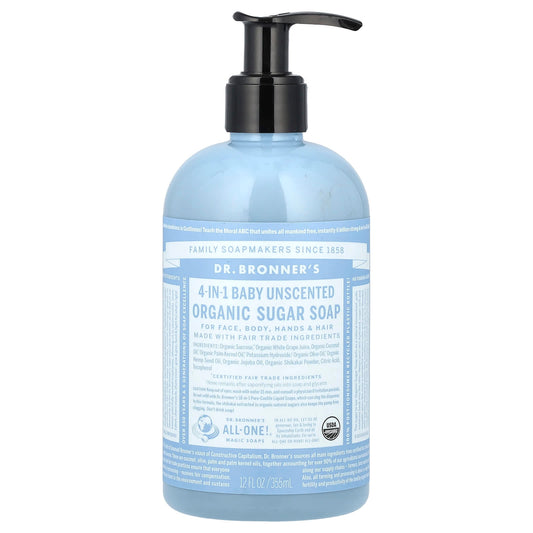 Organic Sugar Soap for Face, Body, Hair & More - 4-in-1 Dr. Bronner's - Image 1