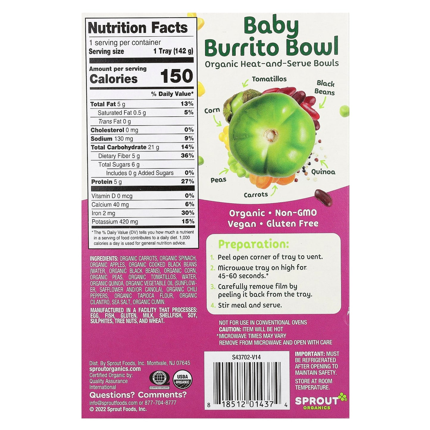 Sprout Organics, Baby Burrito Bowl, 12 Months+, 5 oz (142 g) - Image 2
