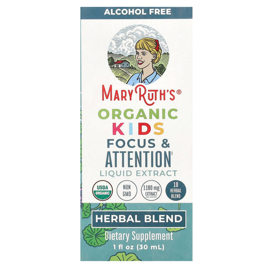 MaryRuth's, Organic Kids Focus & Attention Liquid Extract, Alcohol Free, 1,180 mg, 1 fl oz (30 ml) - Image 1