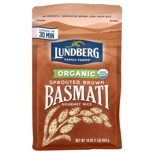 Lundberg, Organic Sprouted Brown Basmati Gourmet Rice, 1 lb (454 g) - Image 1