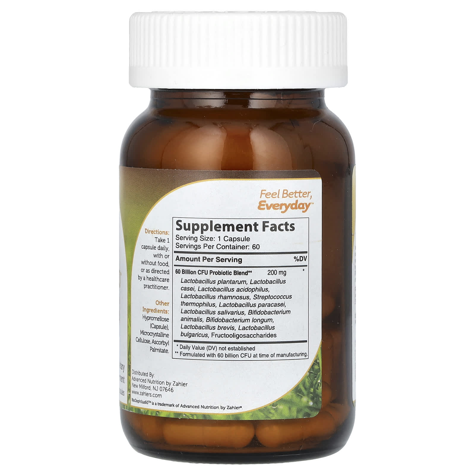 Zahler, BioDophilus60, Advanced Probiotic Formula, 60 Billion CFU, 60 Capsules - Image 2