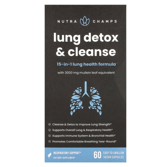 NutraChamps, Lung Detox & Cleanse, 60 Easy-To-Swallow Vegan Capsules - Image 1