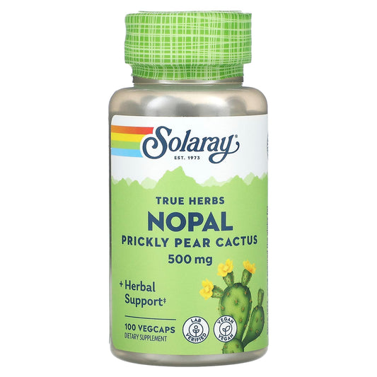 Solaray, True Herbs, Nopal, Prickly Pear Cactus, 500 mg, 100 VegCaps - Image 1