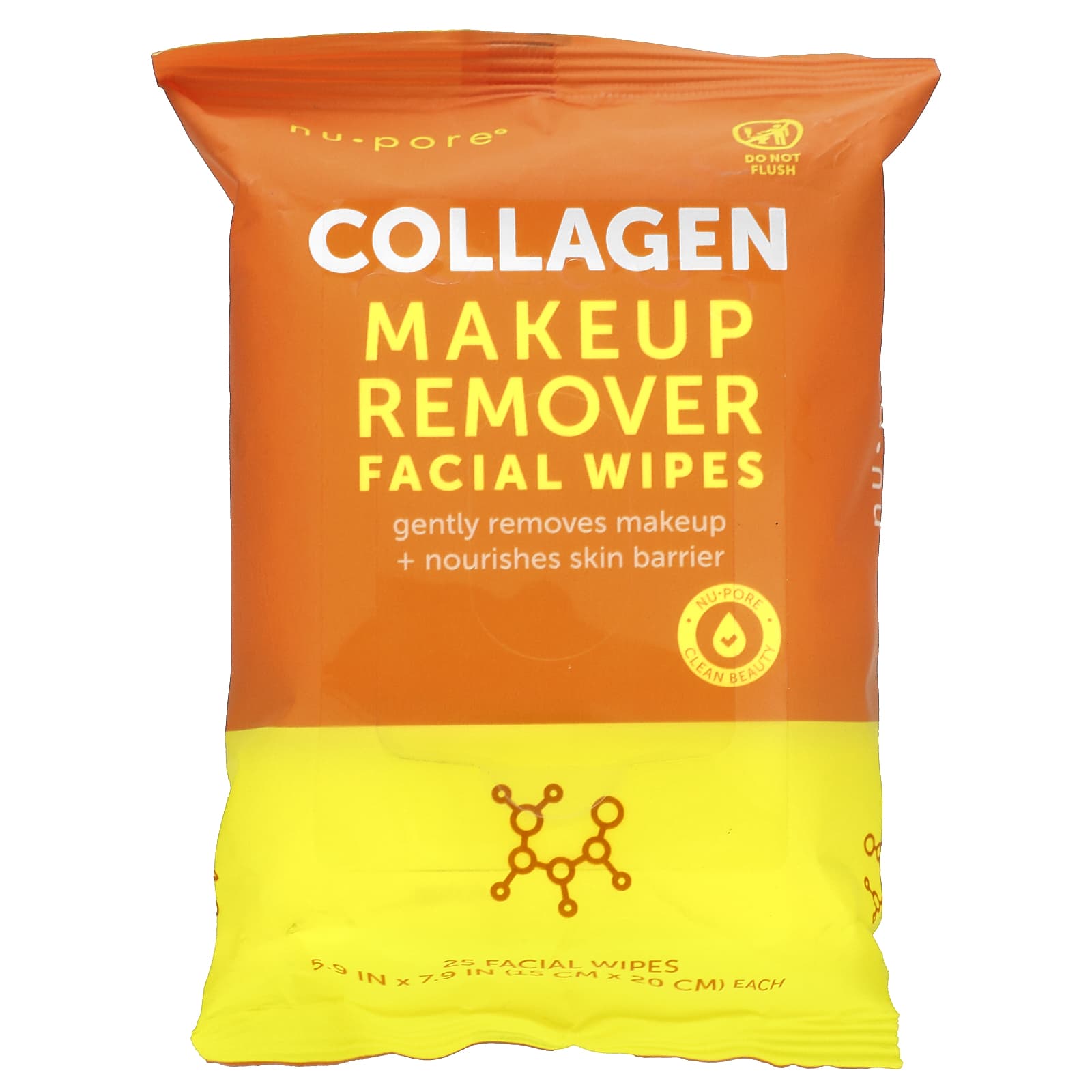 Nu-Pore, Collagen Makeup Remover Facial Wipes, 25 Wipes - Image 1