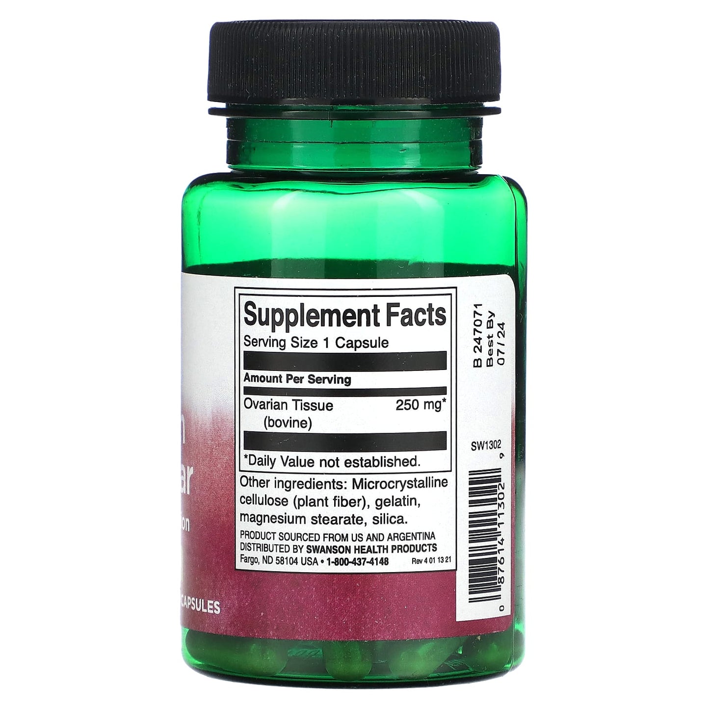 Swanson, Ovarian Glandular, 250 mg, 60 Capsules - Image 2
