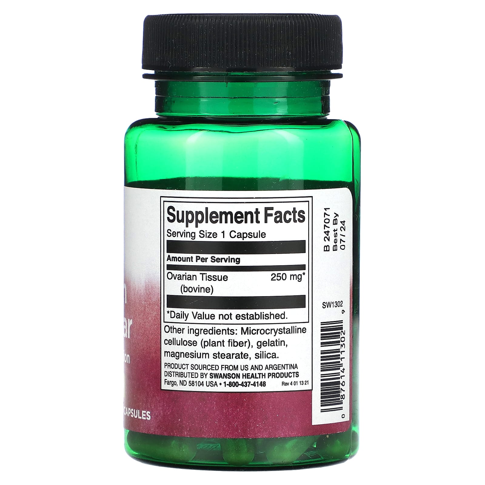 Swanson, Ovarian Glandular, 250 mg, 60 Capsules - Image 2