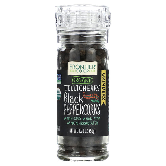 "Tellicherry Black Peppercorns by Frontier Co-op - USDA Organic, 1.76 oz" - Image 1