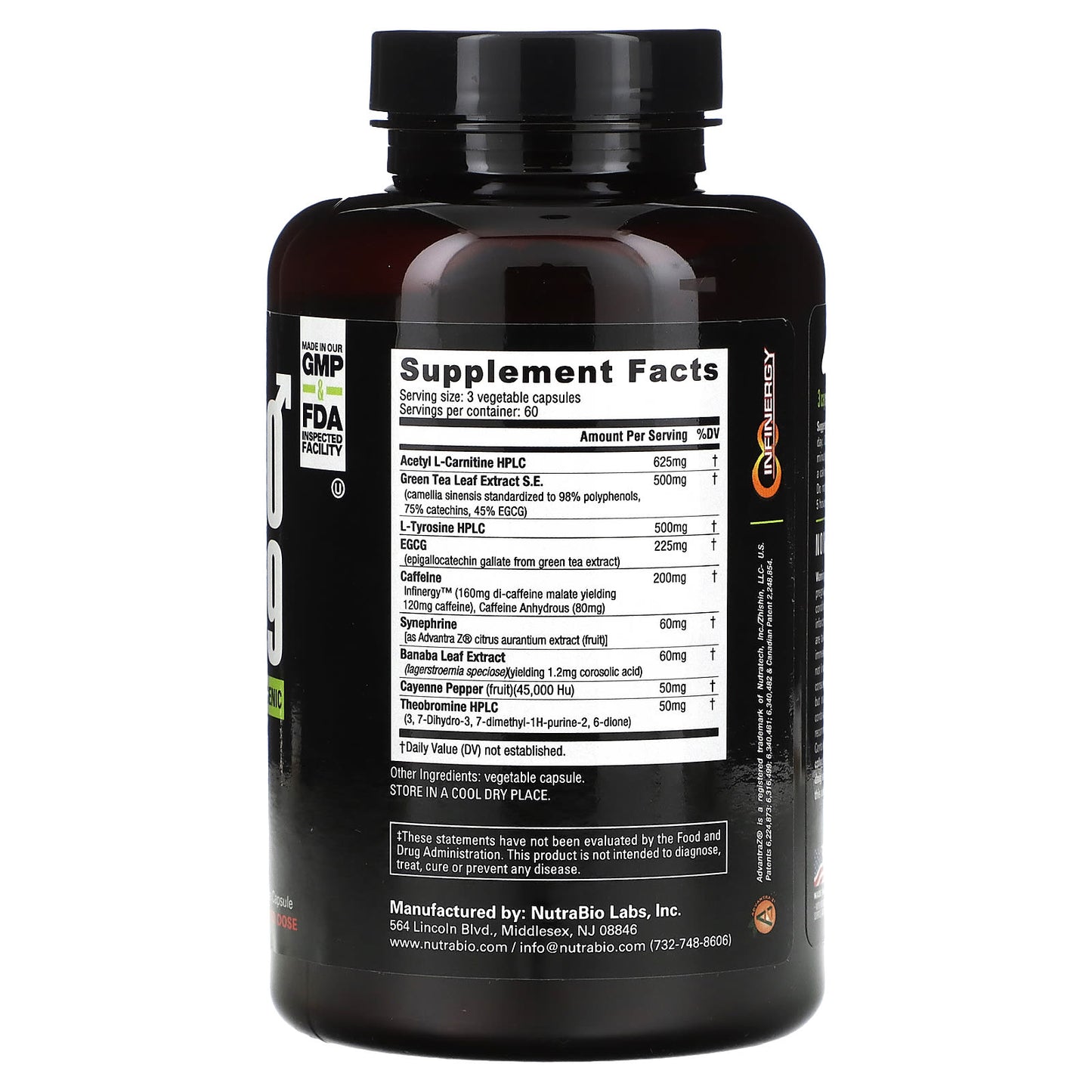 NutraBio, ThermoFuel V.9 for Men, 180 V-Caps - Image 2
