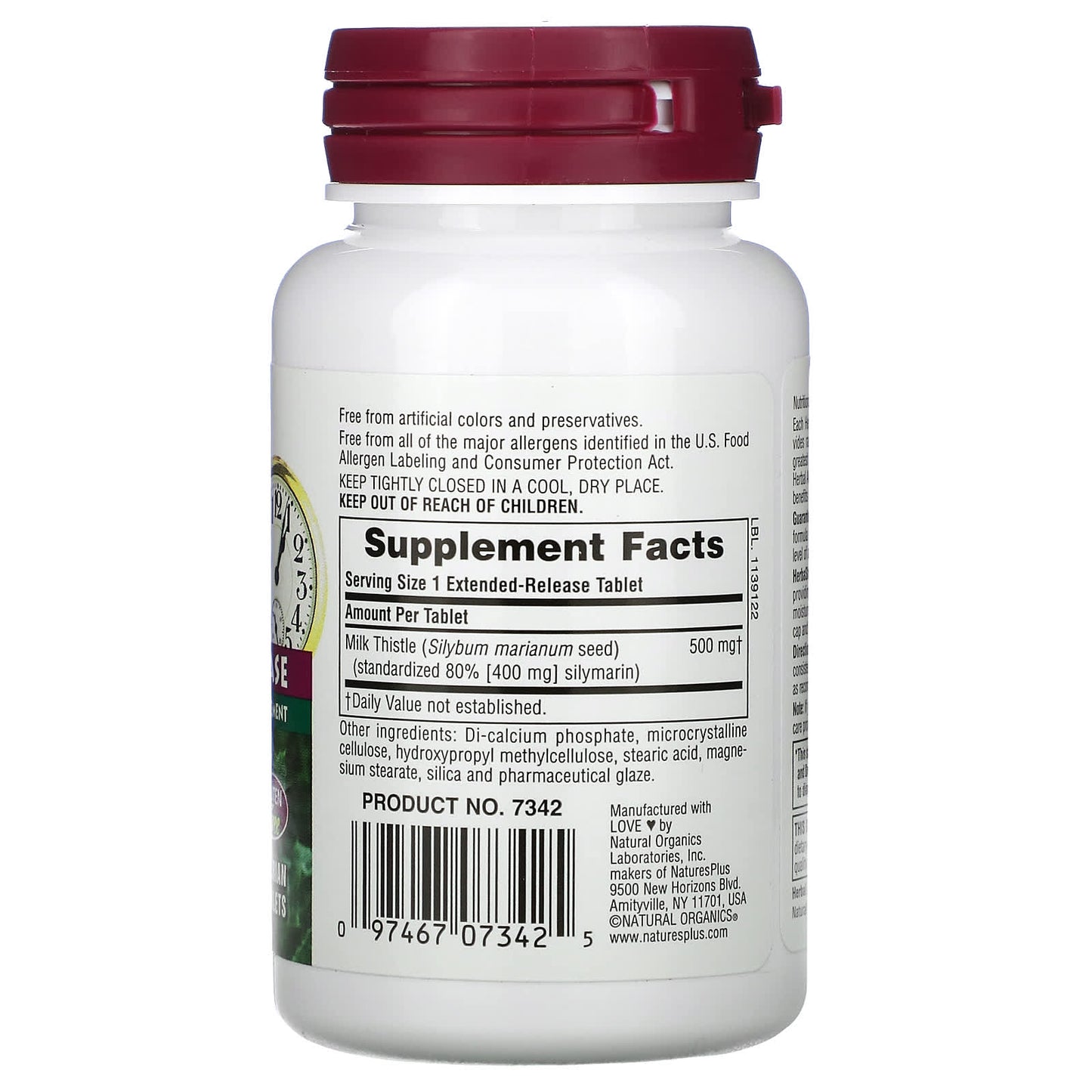 NaturesPlus, Herbal Actives, Milk Thistle, Extended Release, 500 mg, 30 Tablets - Image 2