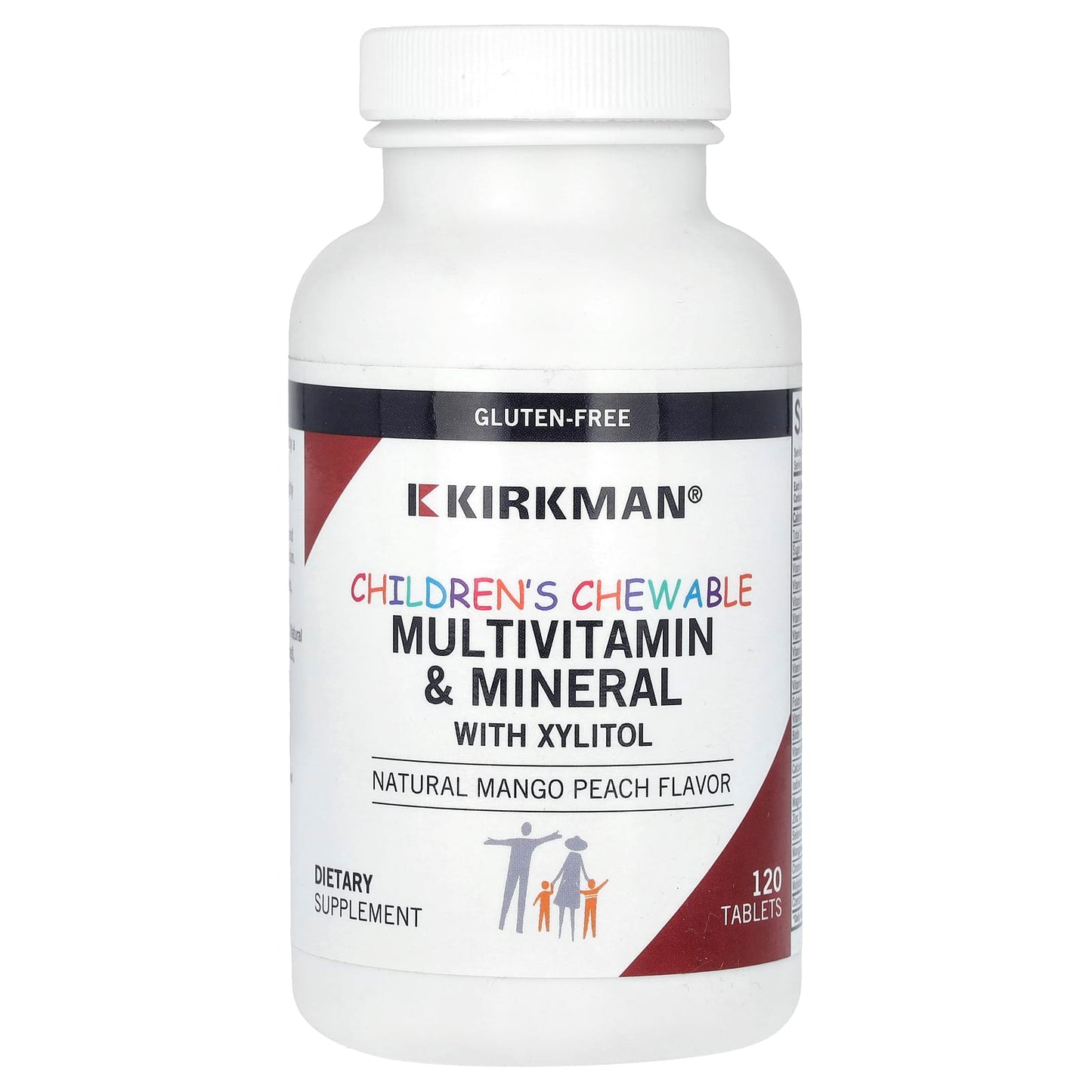 Kirkman Labs, Children's Chewable MultiVitamin & Mineral with Xylitol, Natural Mango Peach, 120 Tablets - Image 1