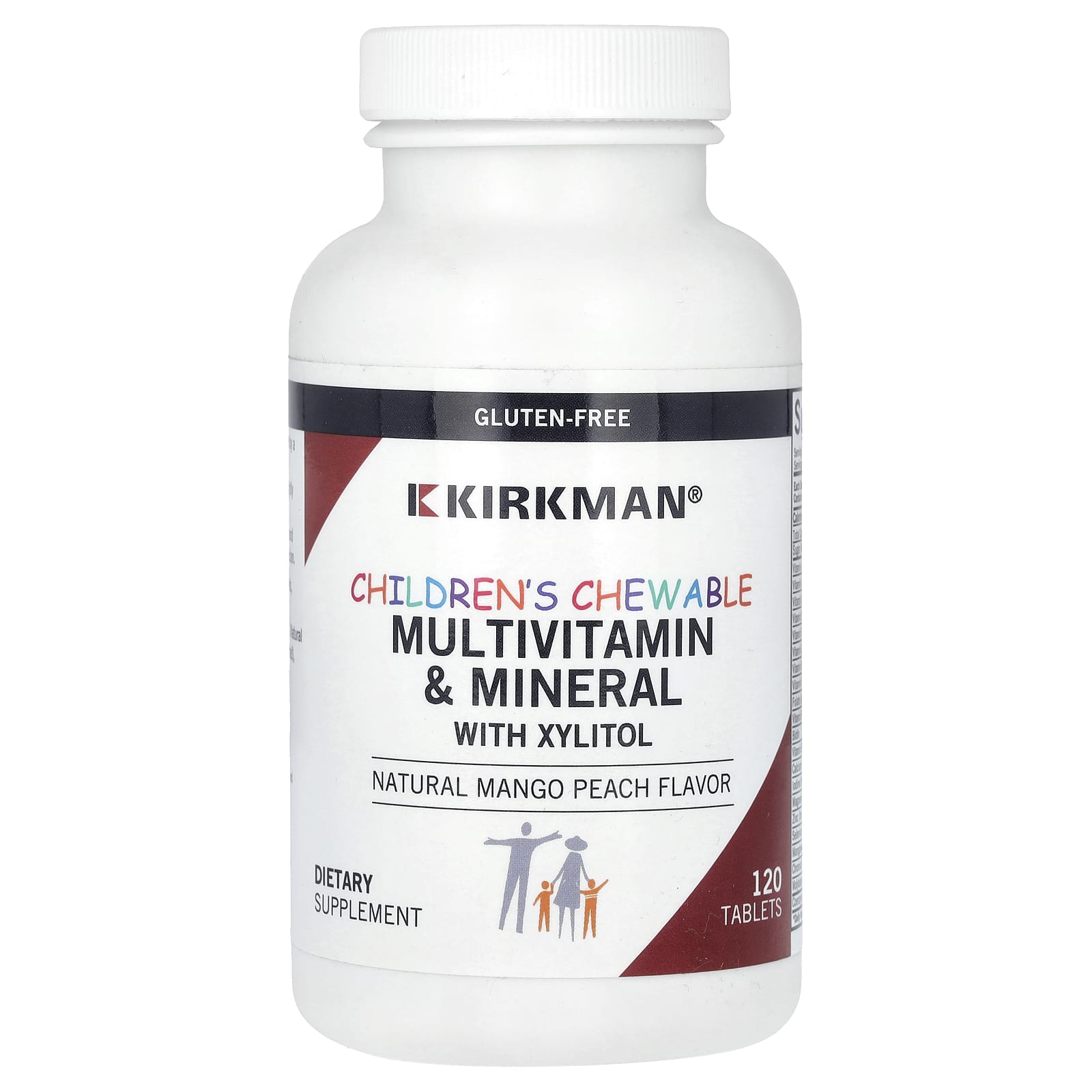 Kirkman Labs, Children's Chewable MultiVitamin & Mineral with Xylitol, Natural Mango Peach, 120 Tablets - Image 1